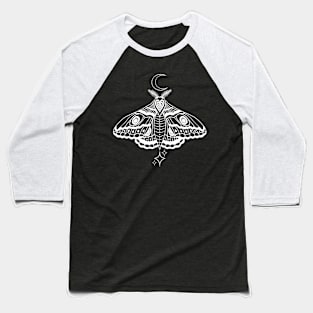 Witchy Cute Celestial Moth - White Baseball T-Shirt